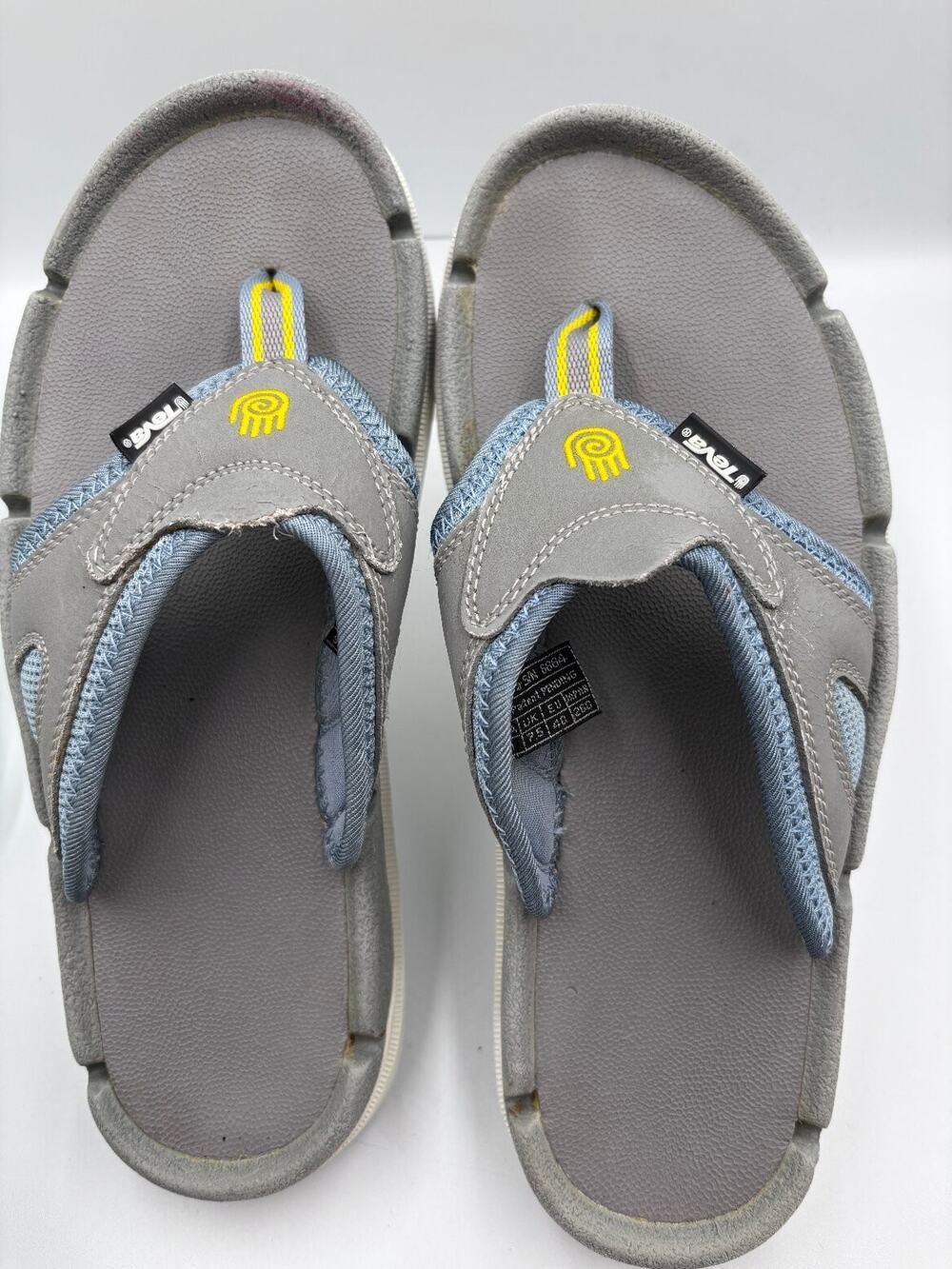 Teva Athletic Thong Sandals Women's US 9 Grey Blue Yellow Shoc Pad Comfort Nice